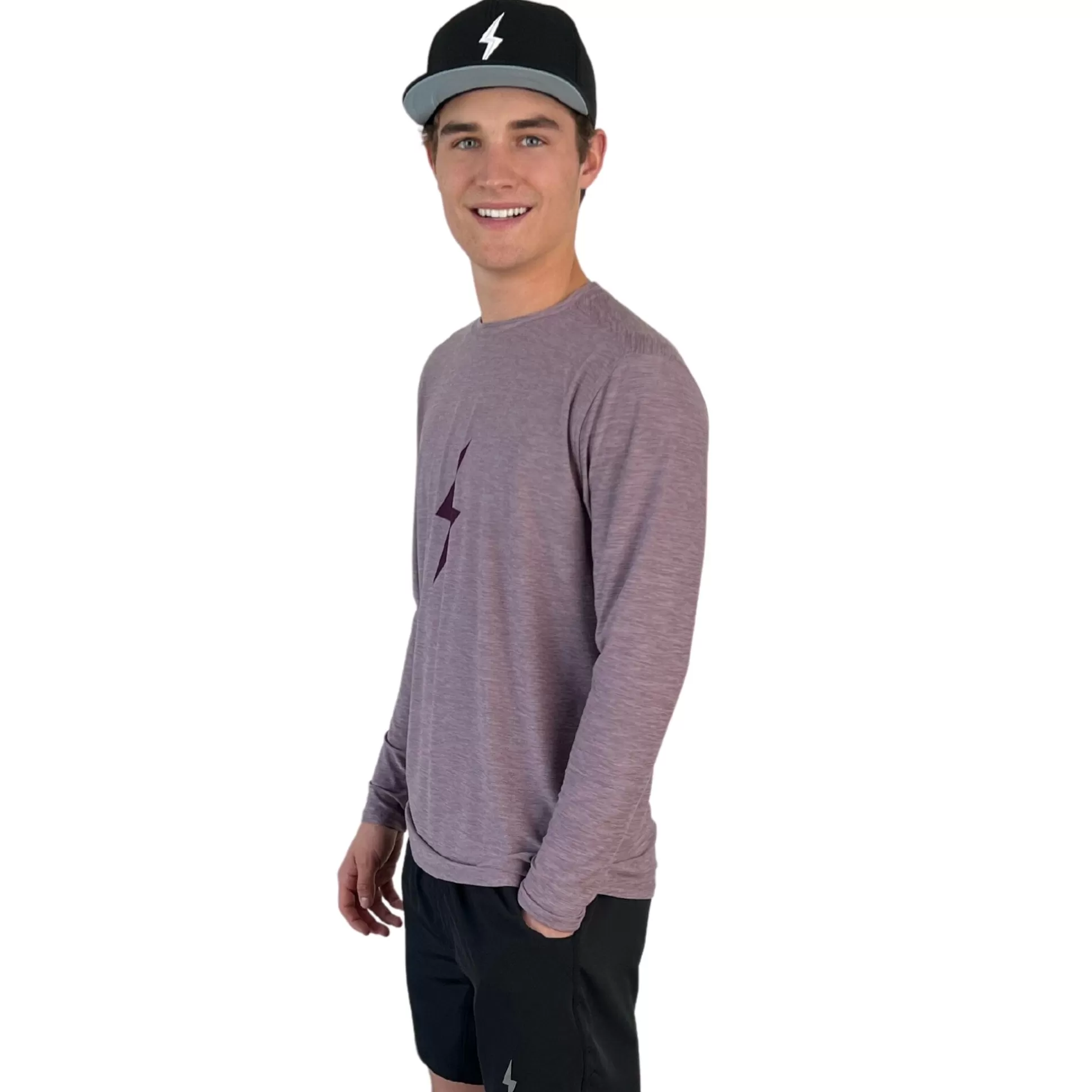 BRUCE BOLT Lifestyle | Long Sleeve "Bolt" Supersoft Cranberry Tshirt