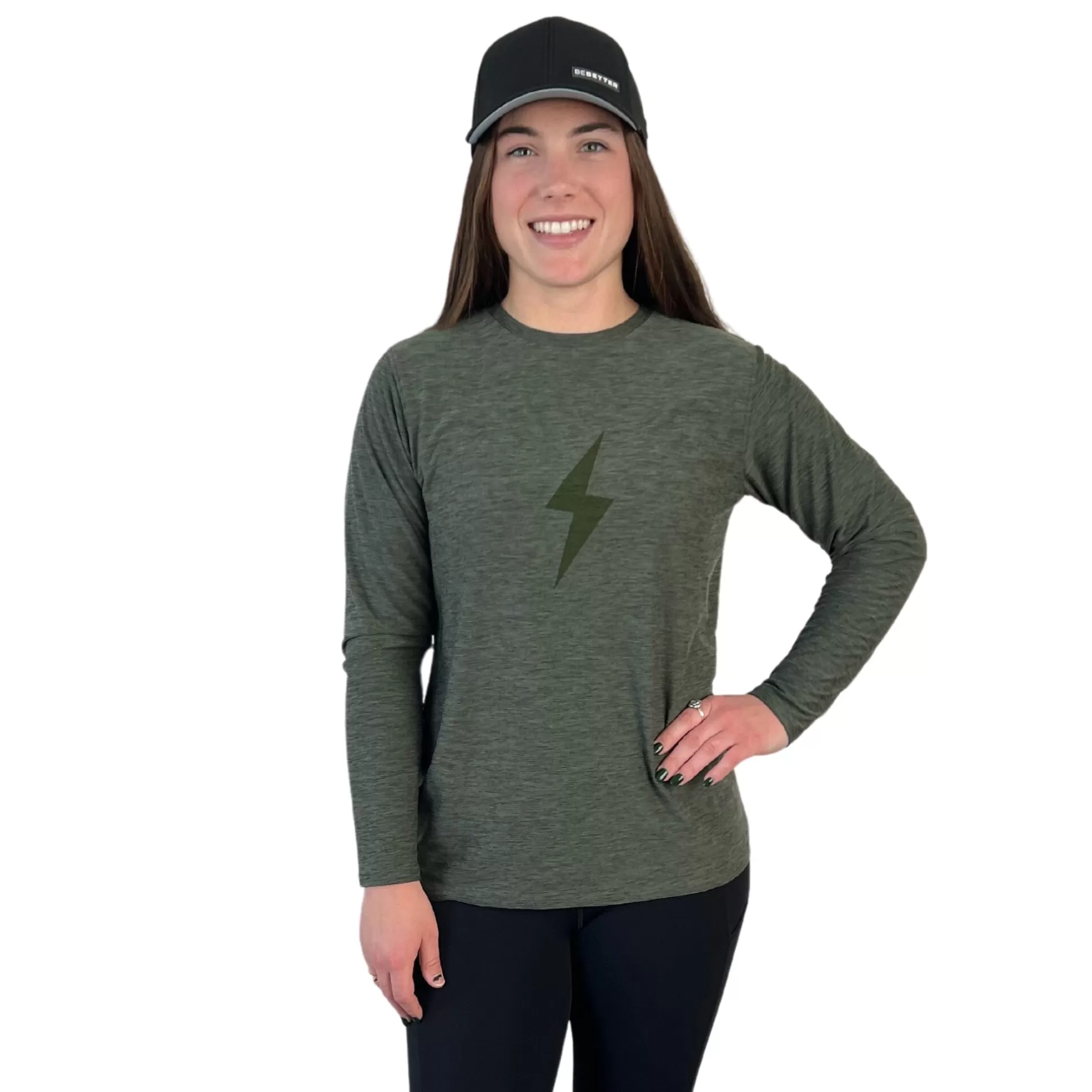 BRUCE BOLT Lifestyle | Women's Long Sleeve "Bolt" Supersoft Olive Tshirt