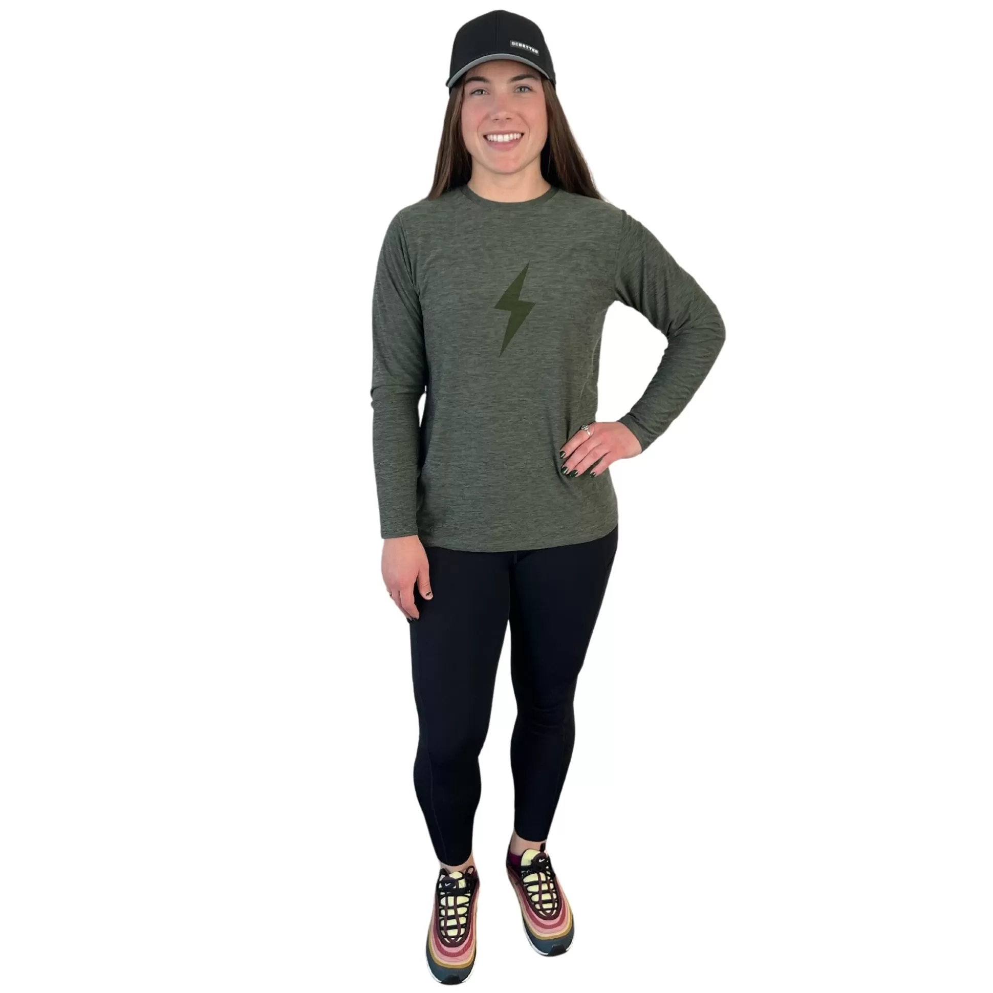 BRUCE BOLT Lifestyle | Women's Long Sleeve "Bolt" Supersoft Olive Tshirt