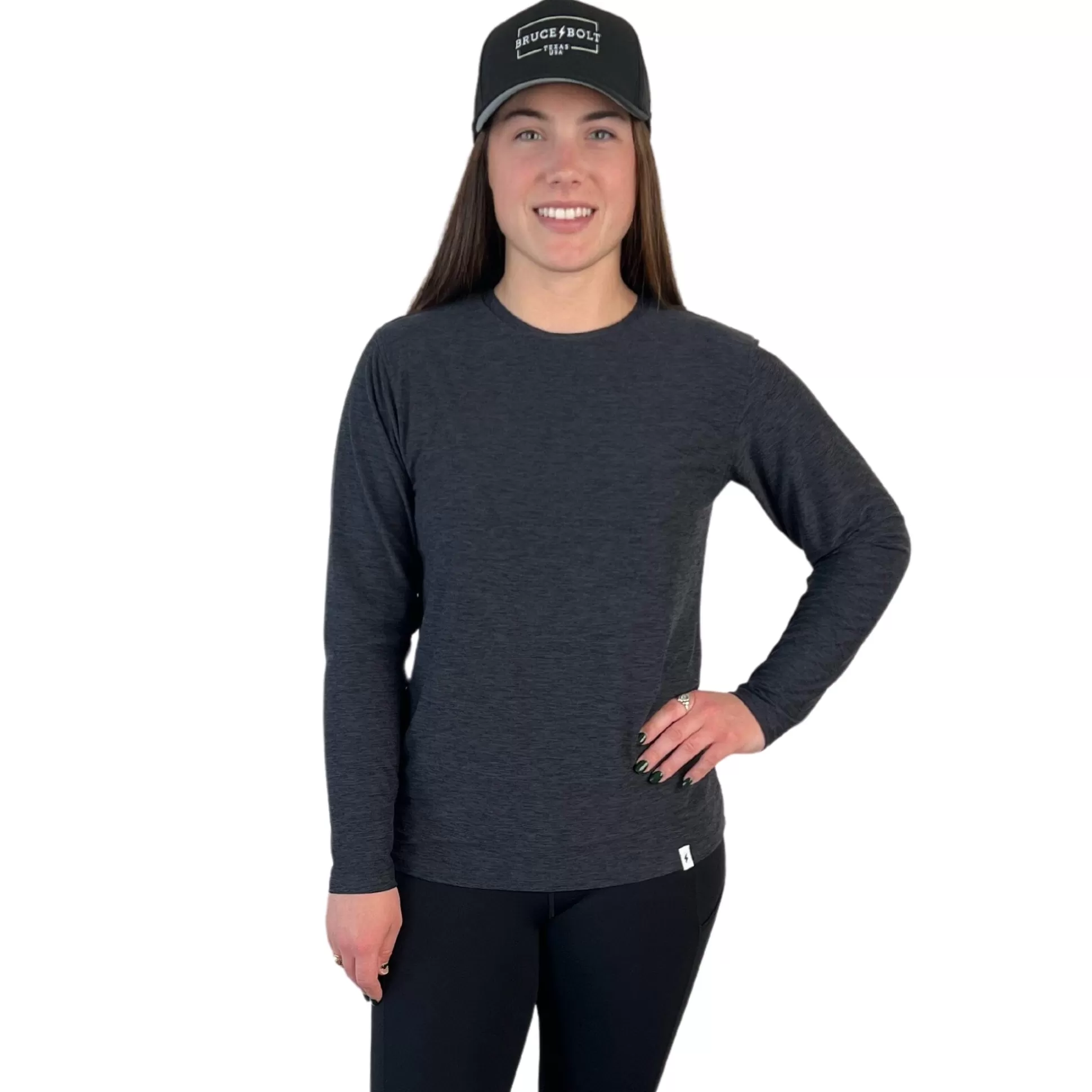 BRUCE BOLT Lifestyle | Women's Long Sleeve Supersoft Charcoal Tshirt