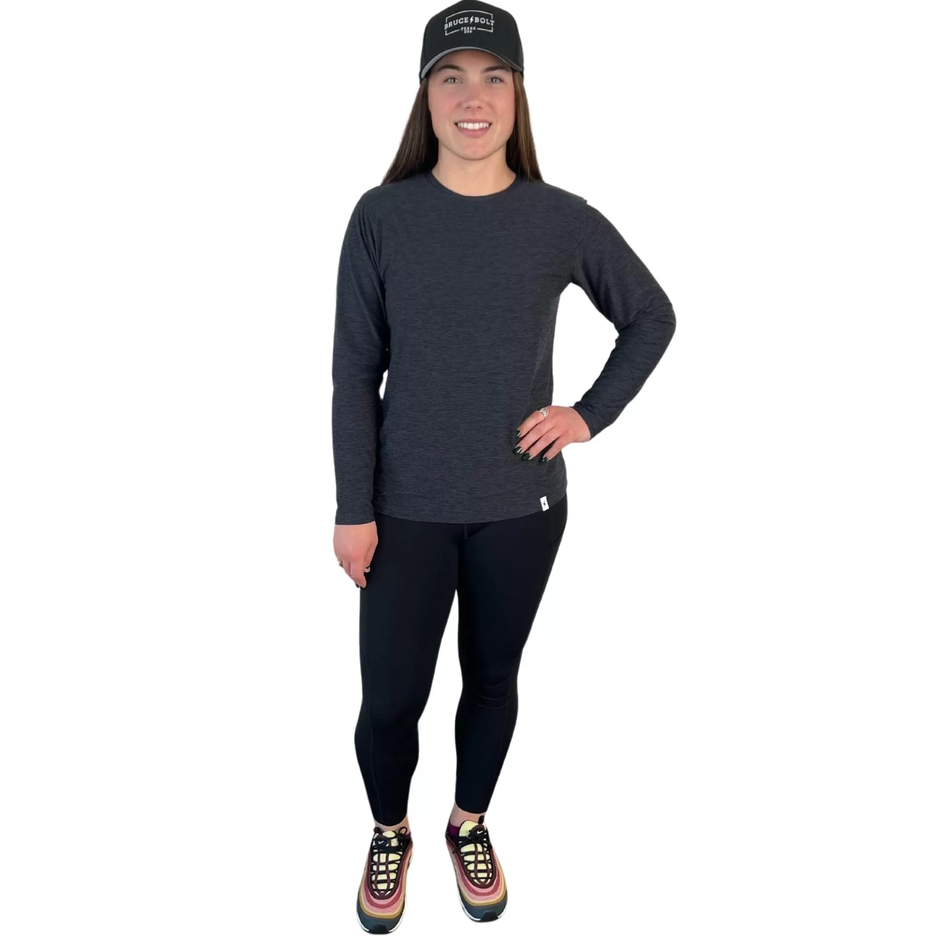 BRUCE BOLT Lifestyle | Women's Long Sleeve Supersoft Charcoal Tshirt